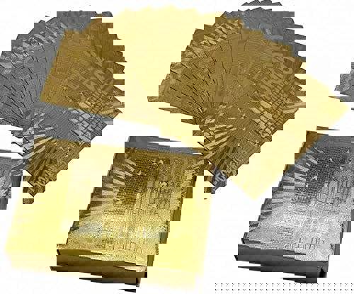 KAV Gold Plated Poker Playing Cards - Classic Magic Tricks Tool & Deck of Playing Card for Poker Players, Family, Party, Game (Gold - Euro Style Deck)