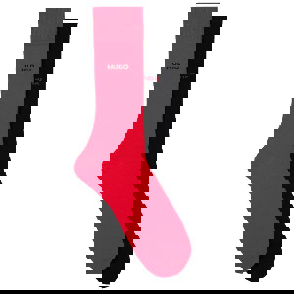 Hugo Unisex Adult Logo Socks (Pack of 2) - Pink/Black - 