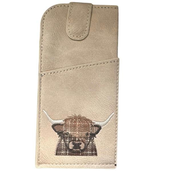Fores Collection Highland Cow Faux Leather Glasses Case