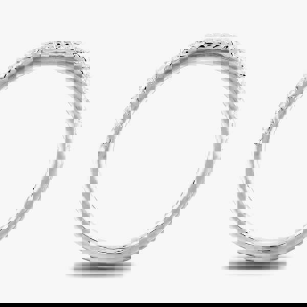 Starbright Silver Cubic Zirconia Claw Set Narrow Half Eternity Ring R6843 3A