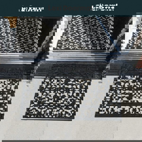 JVL Lexi Wrought Iron Effect Rubber Doormat, 45x75cm