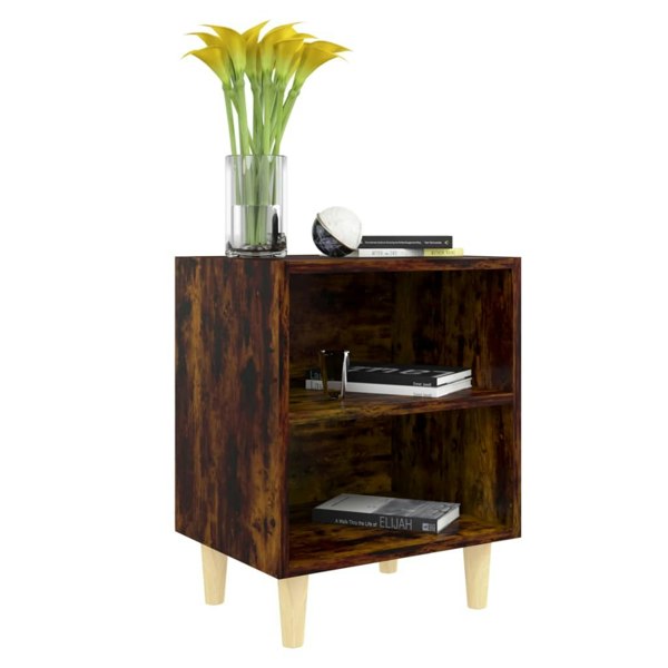 Berkfield Bed Cabinets with Solid Wood Legs 2 pcs Smoked Oak 40x30x50 cm