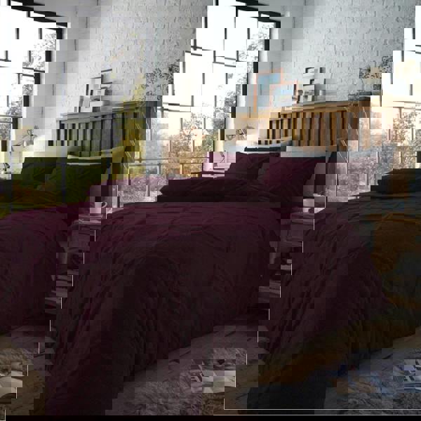 Smart Living Chiswick Pintuck Duvet Cover and Pillowcase Set - Purple