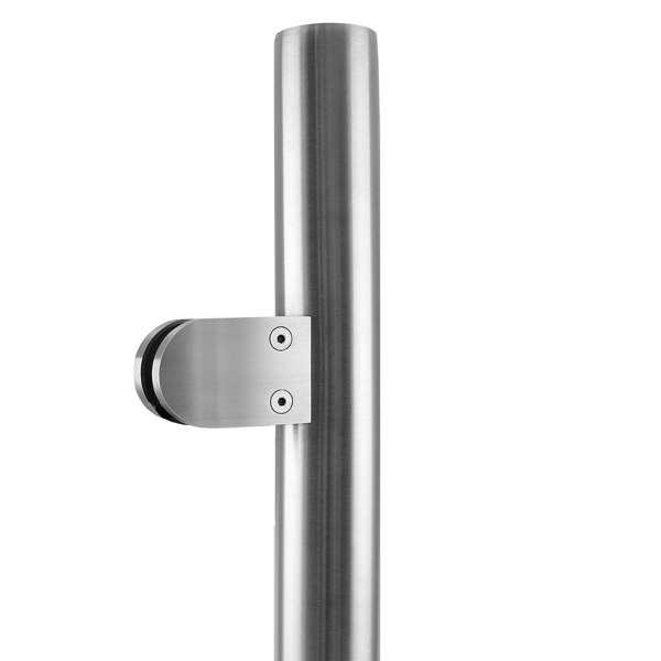 Stainless steel balustrade end post, 110cm high, featuring a sleek cylindrical design with a brushed finish and sturdy mounting bracket