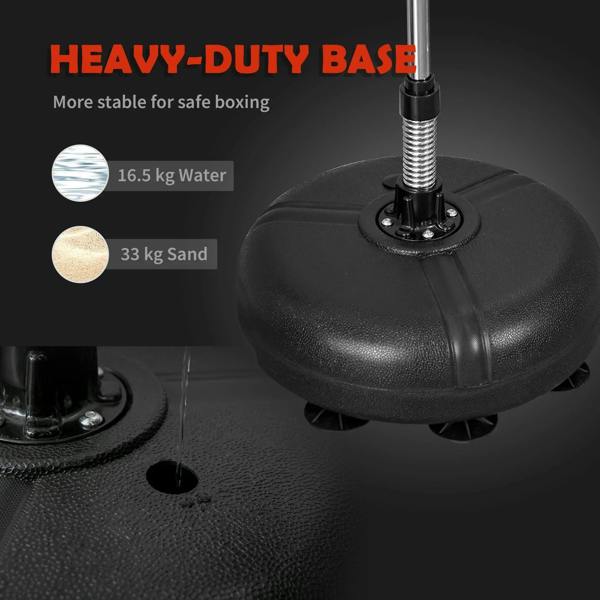 Heavy-duty round base with spring post for black punching bag stand