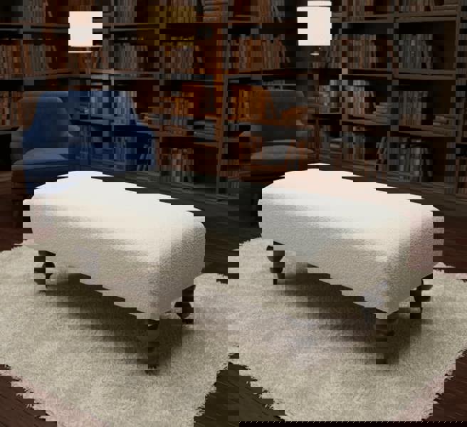 ISTOOLS Luxury Footstool in Creamy Off-White Soft Faux Fur - ISTOOLS