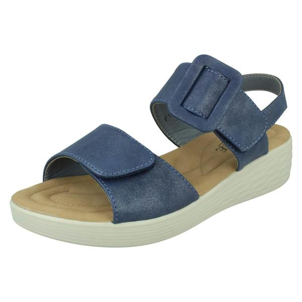Eaze Ladies Eaze Low Wedge Mule Sandal with Chunky Buckle Strap F12080