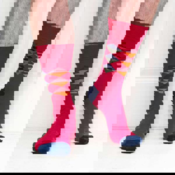 Jemsox Multi Diamond Pattern Organic Cotton Mens Socks | Comfort Welt Top