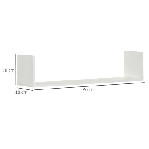 Wyld Haus Yosatoli Wood White Set Of 3 U Shaped Floating Shelves 80cm Wall Mounted
