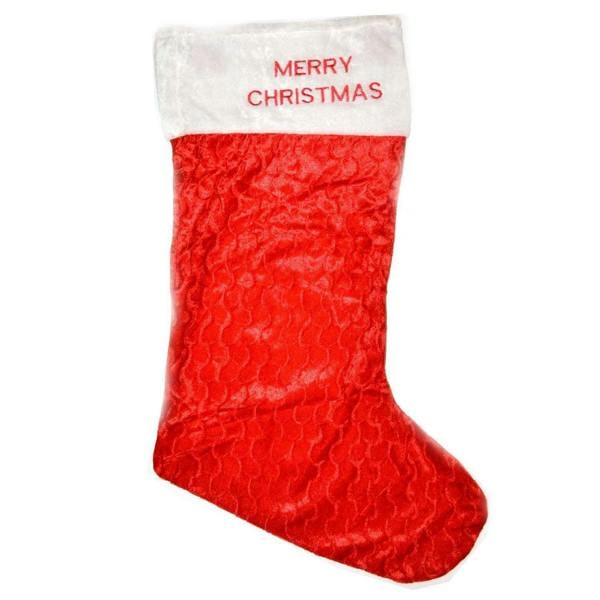 88cm Giant Red and White Christmas Stockings with Soft Plush Finish, Festive Decoration Set image 1