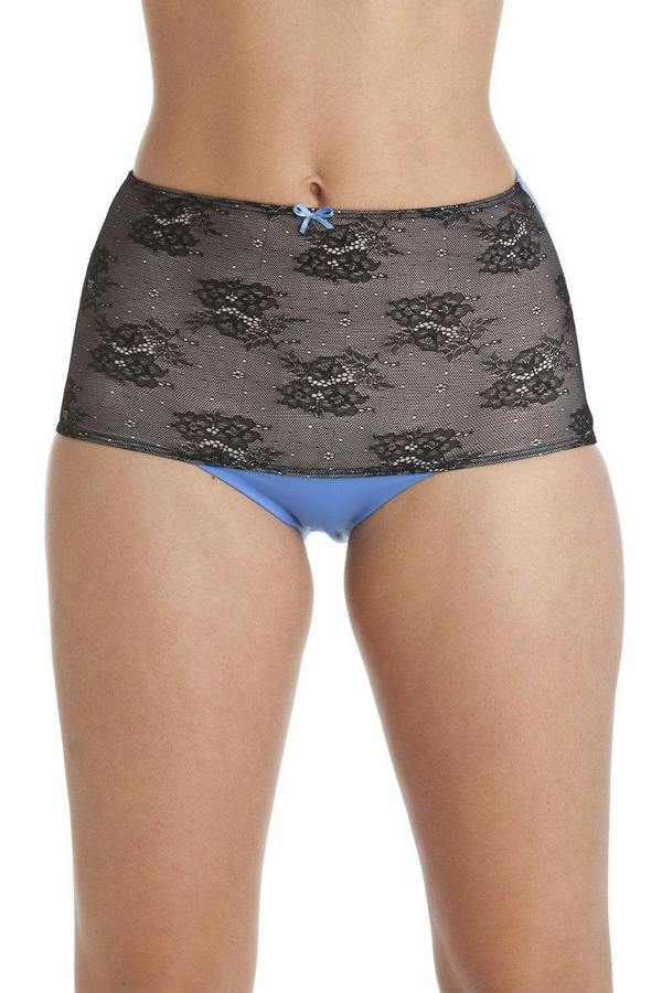 Two Pack Blue Seamfree High Waist Floral Mesh Briefs