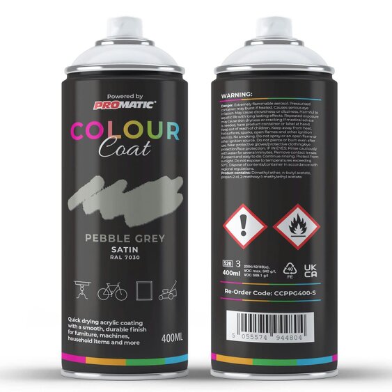 Colour Coat Pebble Grey RAL 7030 Satin Spray Paint 400ml