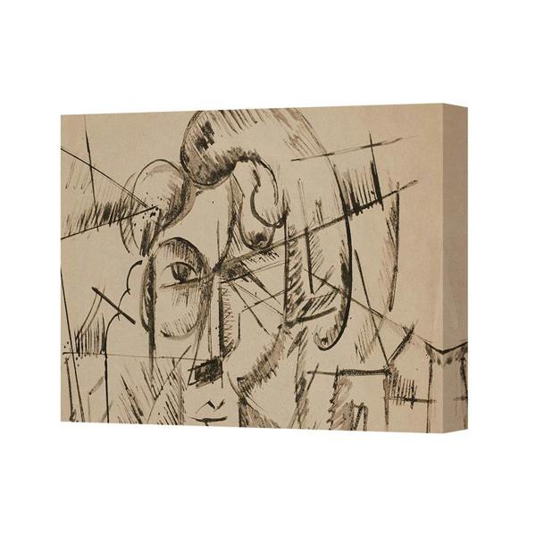 Benjamin Tate Design Abstract Line Art Canvas Print Beige Sketch 2361 Wall Art
