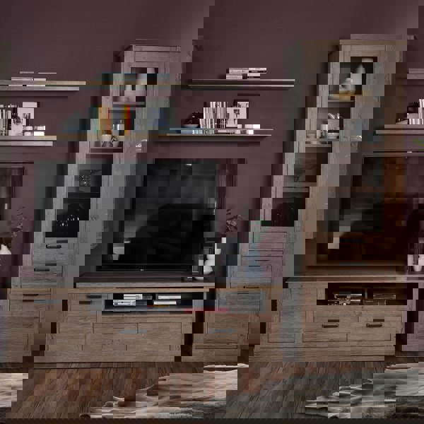 Furniture To Go Corona Narrow Display Cabinet in Tabak Oak