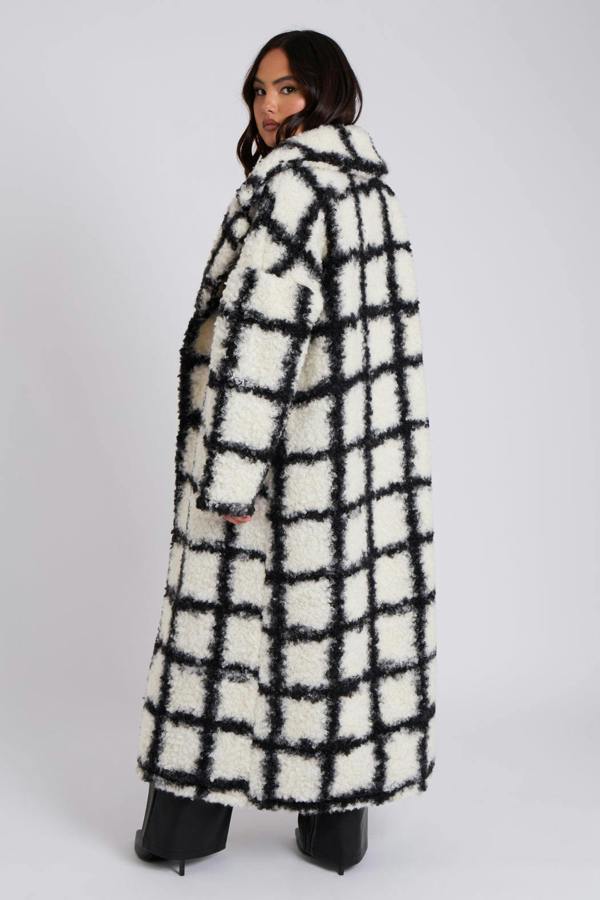 Urban Bliss Checked Borg Longline Jacket
