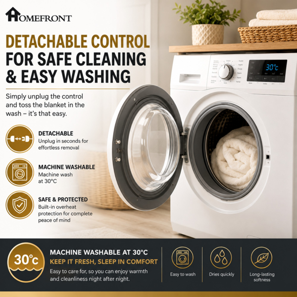 Homefront Electric Blanket Double Size Dual Control, Built In Advanced Overheat Protection System with Auto Safety Shut Off
