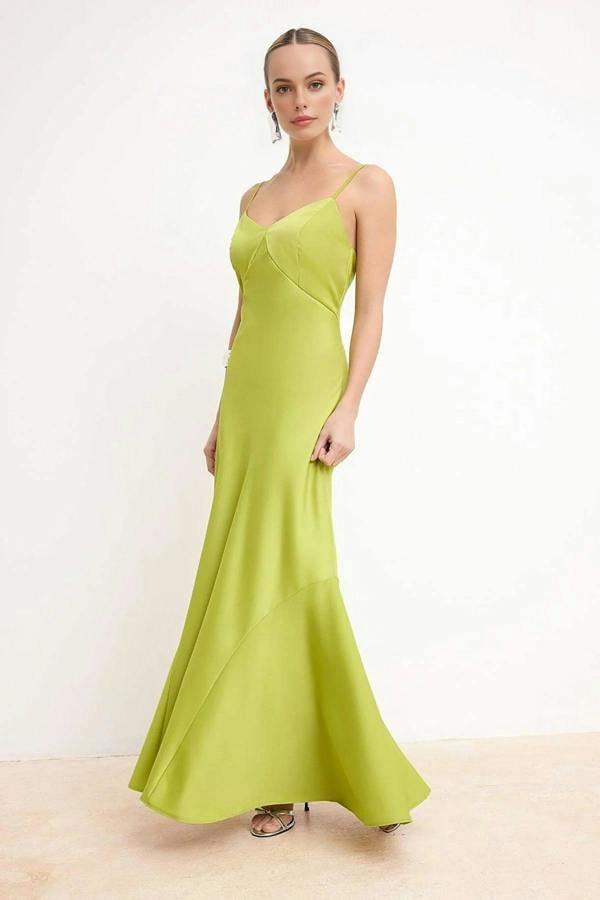 WOVCOR Satin Ruffled Midi Dress