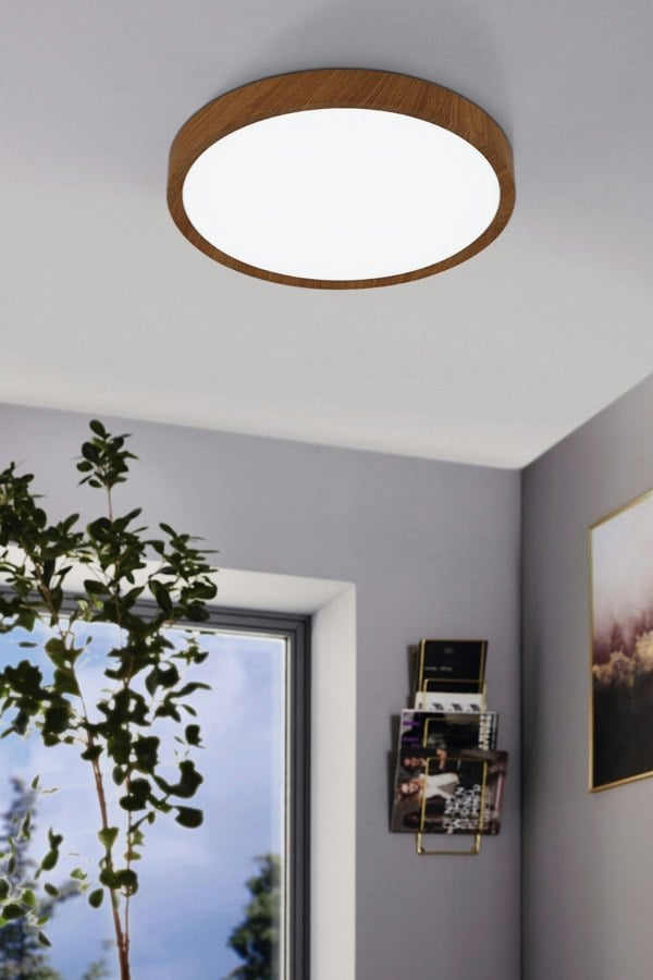 EGLO Musurita 1-Light Wood-Effect LED Circular Ceiling Light
