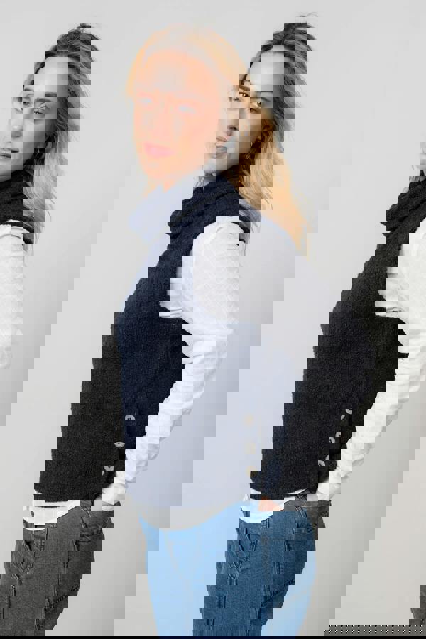 Lily & Me Bramble Boucle Knit Cowl Neck Tank Navy