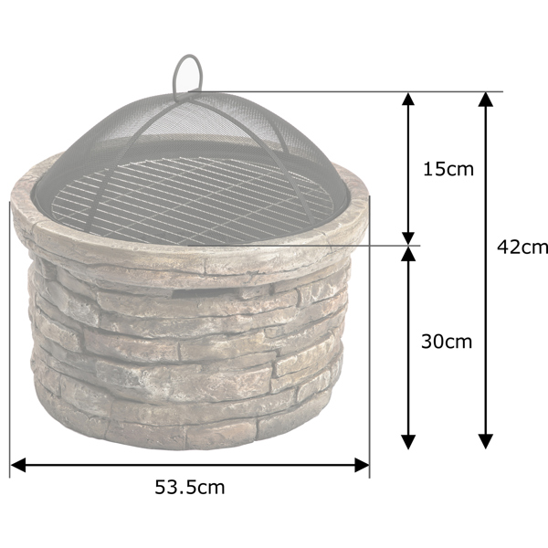 Centurion Supports Fireology SAMUI Beige Majestic Garden and Patio Round Multi-function Heater, Fire Pit, Brazier and Barbecue