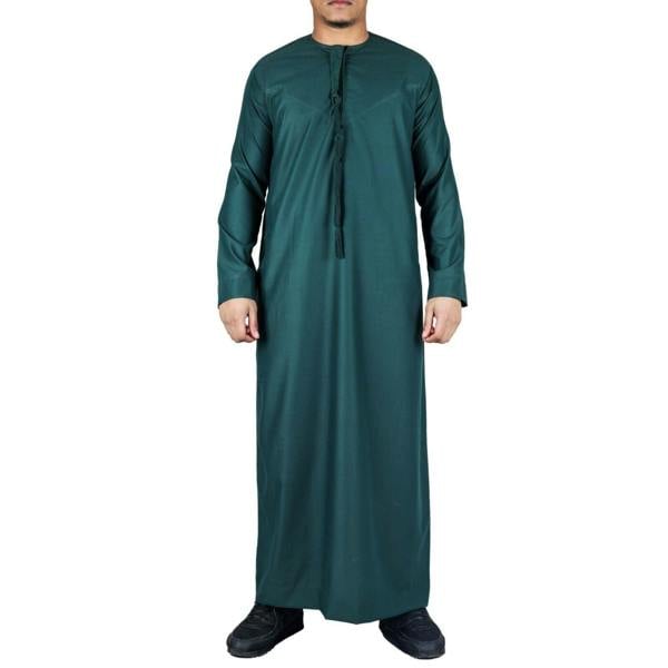 Infinity Leather Men's Thobe Emirati Islamic Jubba Robe Eid Tassel Regular Fit