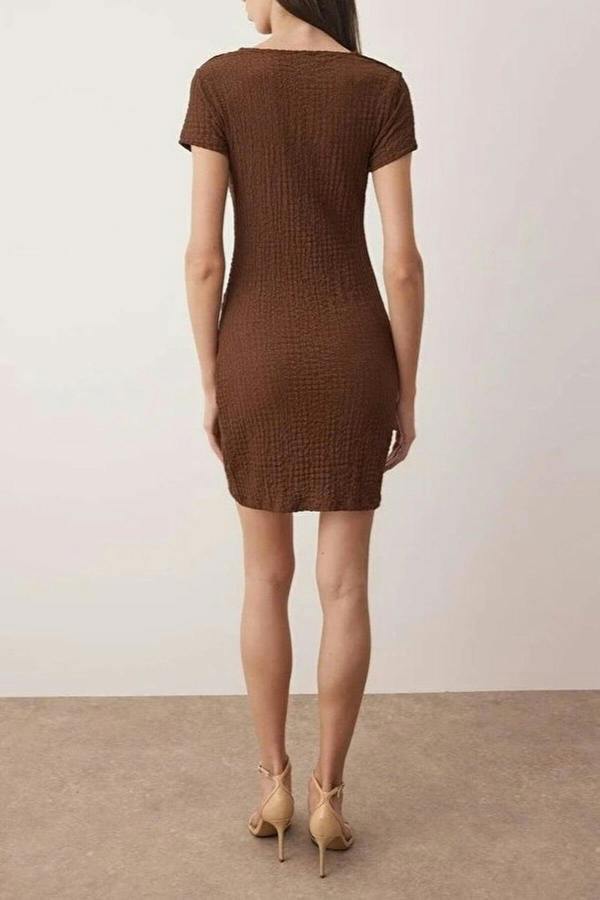 WOVCOR Drape Mini Knitted Dress with Accessory Details