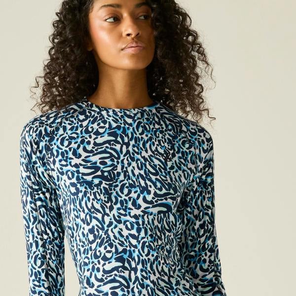 Dare 2B Womens/Ladies Exchange III Animal Print Thermal Base Layer Set - Blue/White - 