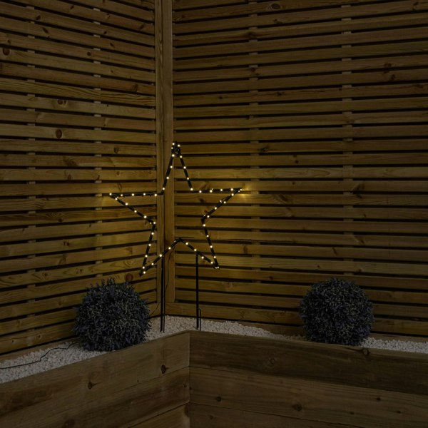 Samuel Alexander 60cm Light up Dewdrop Metal Christmas Star with Garden Stake & Warm White LEDs