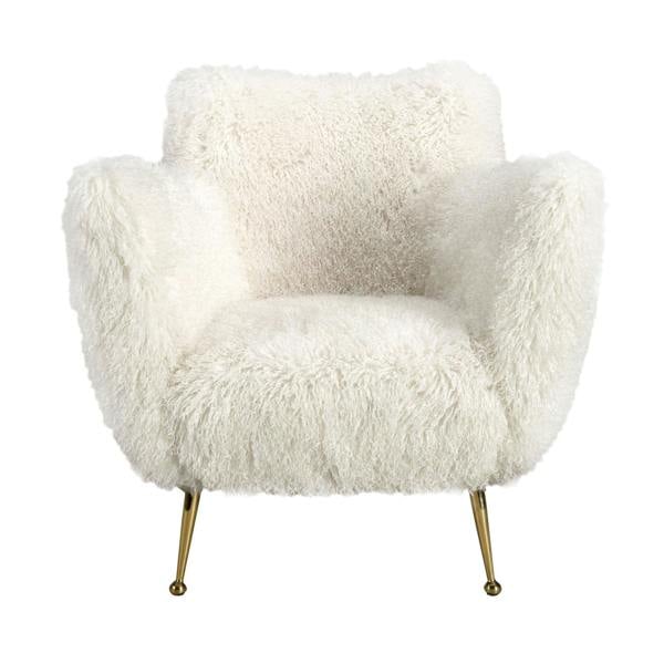 Angel Cerdá White long pile fabric armchair 5191