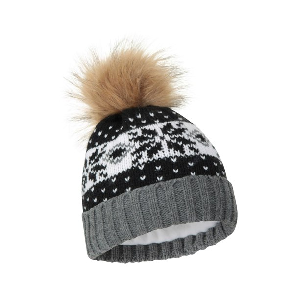 Mountain Warehouse Womens/Ladies Fair Isle Pom Pom Beanie - Black