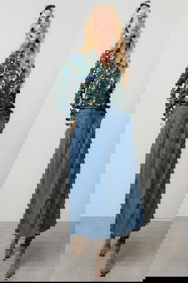 Lily & Me Holly Tencel™ Denim Elasticated Waist Midi Skirt