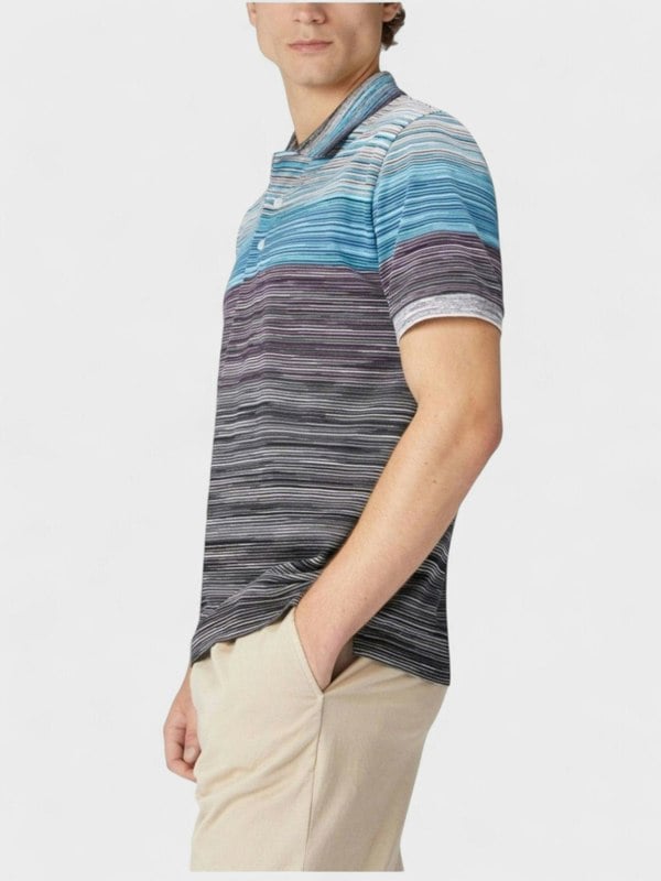 Missoni Space Dye Short Sleeve Polo Shirt Blue - Supplied FashionMissoni