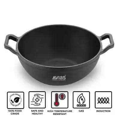 AVIAS CAST IRON DEEP KADAI - 24CM