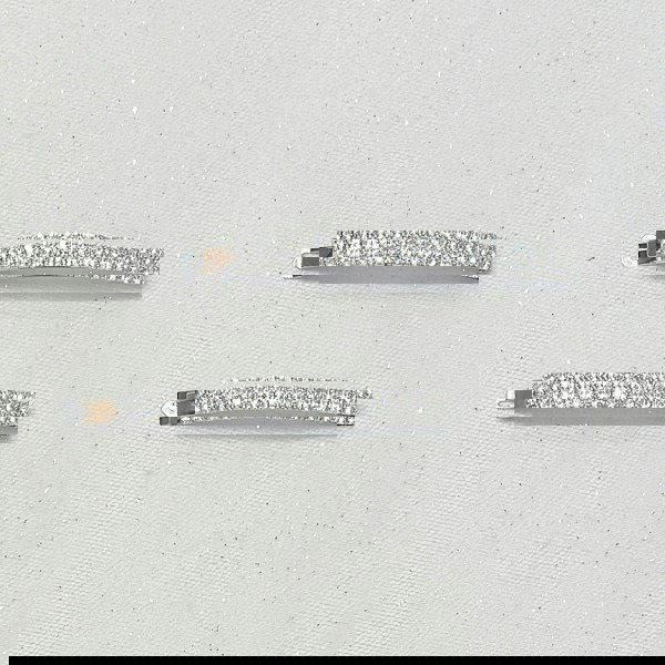 Diamante Hair Slides Large White