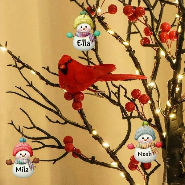 smartbies Pre Lit Birch Christmas Tree with Led Lights And Birds - Red