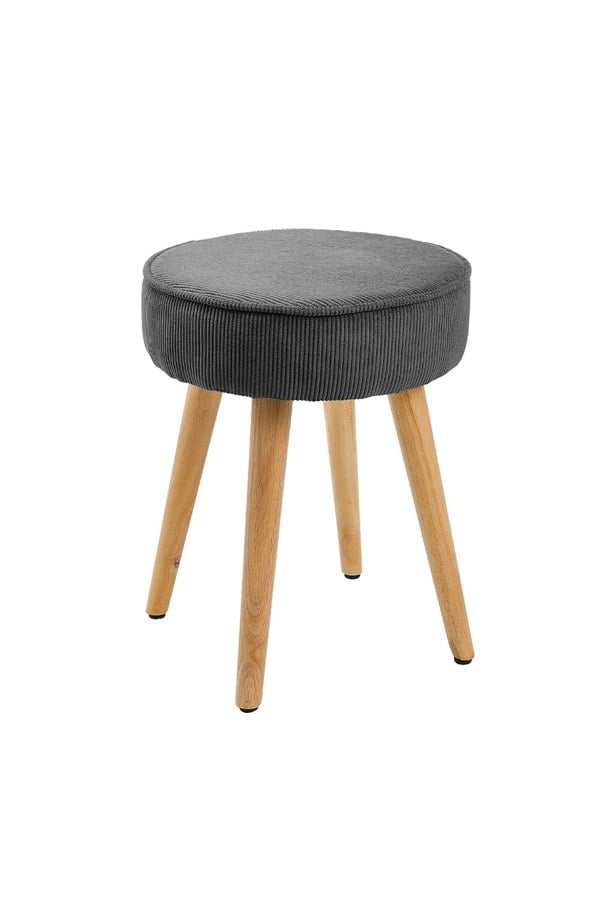 Living and Home Corduroy Round Footstool Dressing Stool