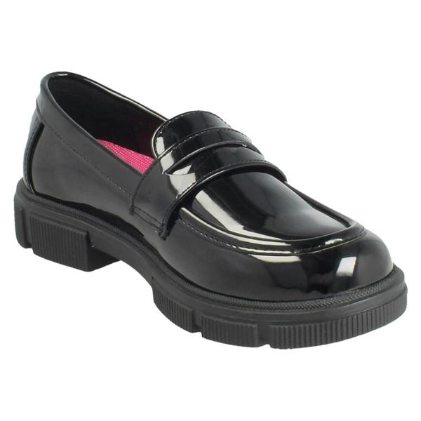 Pineapple Girls Pineapple Black Slip On Loafer School Shoes H2713