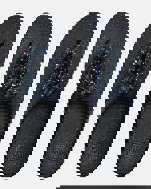 FitFlop Womens Fino Bead-Cluster Toe-Post Sandals - Midnight Navy 399