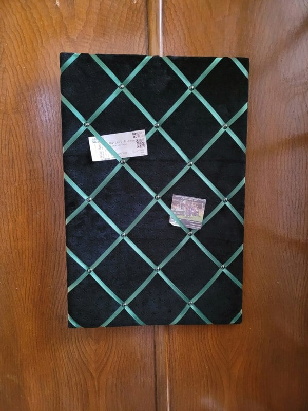 Made in the Mill Notice Board - Black Velvet Green Ribbon