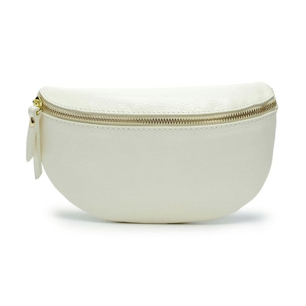 Elie Beaumont Sling Bag - Ivory (Black/Gold Metallic Strap)