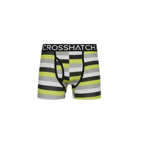 Crosshatch Mens Crystaline Boxer Shorts (Pack of 3) - Lime/Black/Grey - 