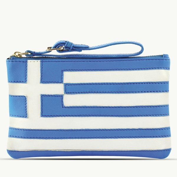 Assots London 'GREEK' Country Flag Designer Leather Wristlet