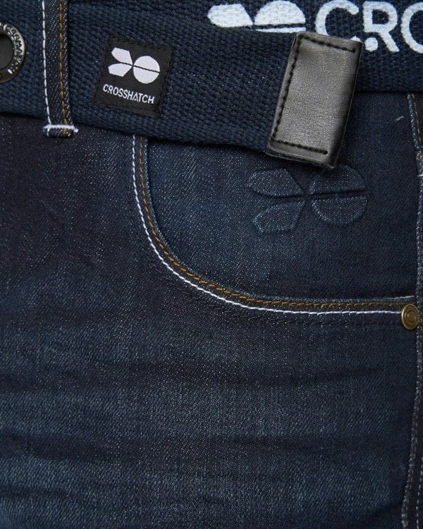 Crosshatch New Embossed Techno Denim Jeans Dark Wash