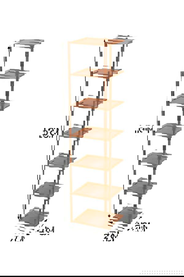 Living and Home 7 Tiers Bamboo Shoe Rack Entryway Hallway Shoe Storage Shelf - Brown