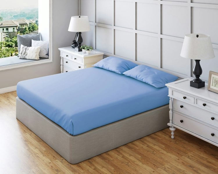 Snug City Non Iron Polycotton Plain Dyed Fitted Sheet Extra Deep 25cm Elasticated Skirt