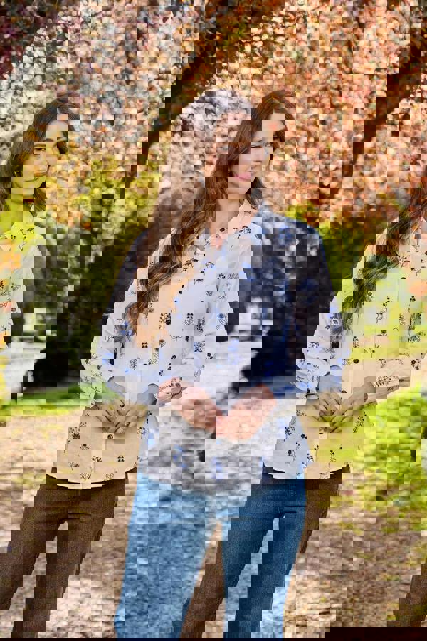 Embroidered Floral Cotton Shirt