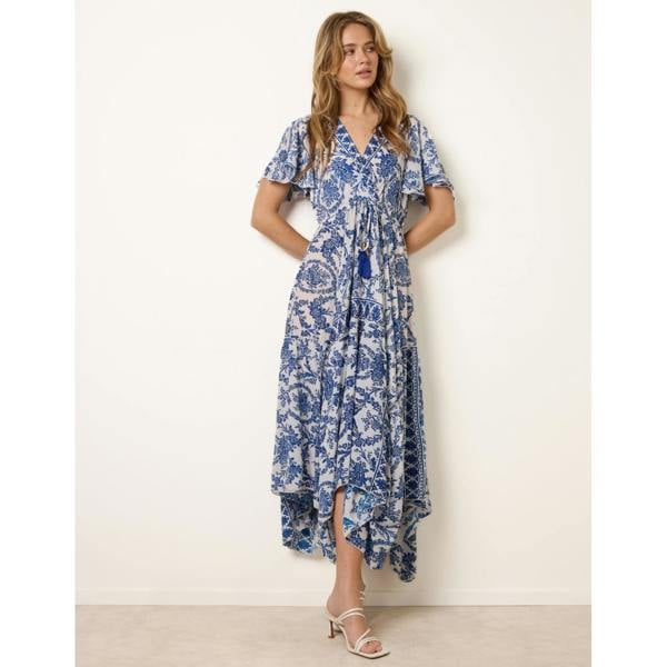 Blue Vanilla Asymmetric Hem Wrap Dress