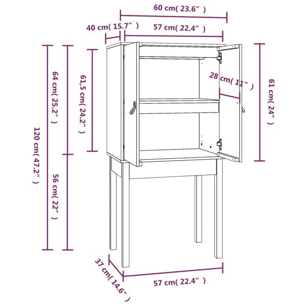 Berkfield Highboard White 60x40x120 cm Solid Wood Pine
