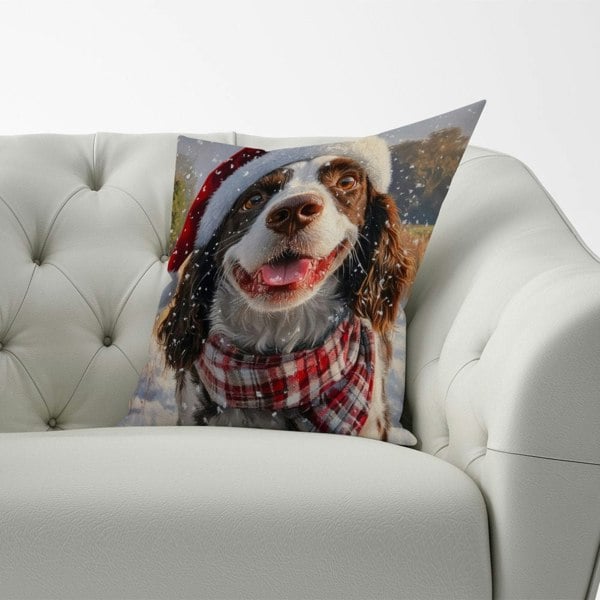 Warren Reed Christmas Springer Spaniel Cushion