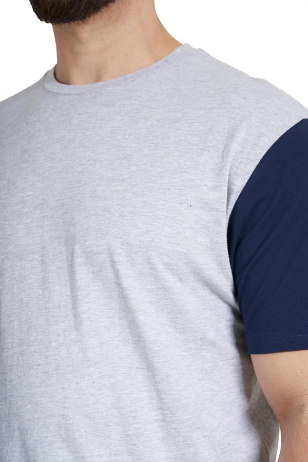 Smart Living Mens Contrast Tee & Short-Leg Pyjama Set - Grey/Navy
